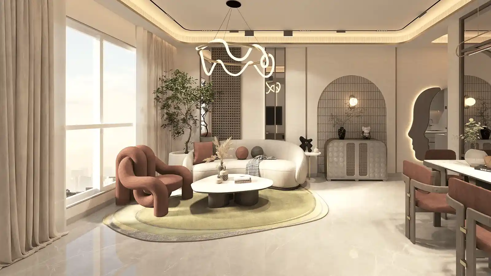Adani Goregaon West Spacious Living Room Design