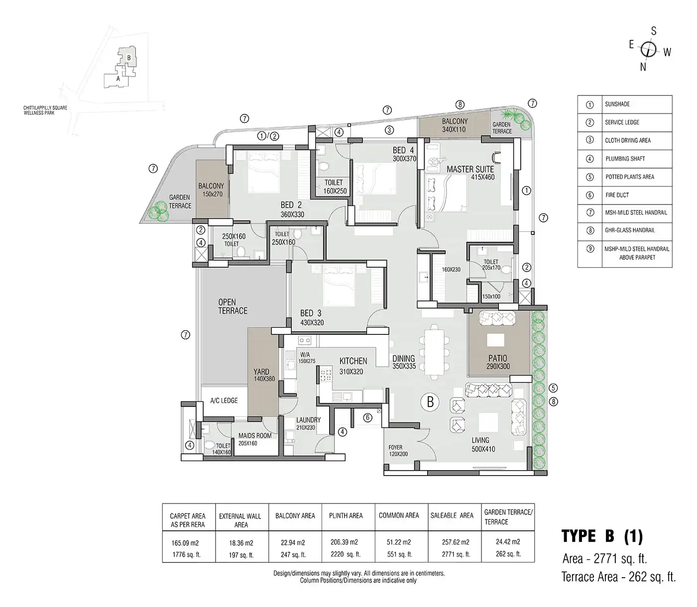 2 BHK apartment floor plan at House of Hiranandani Bhandup, Mumbai